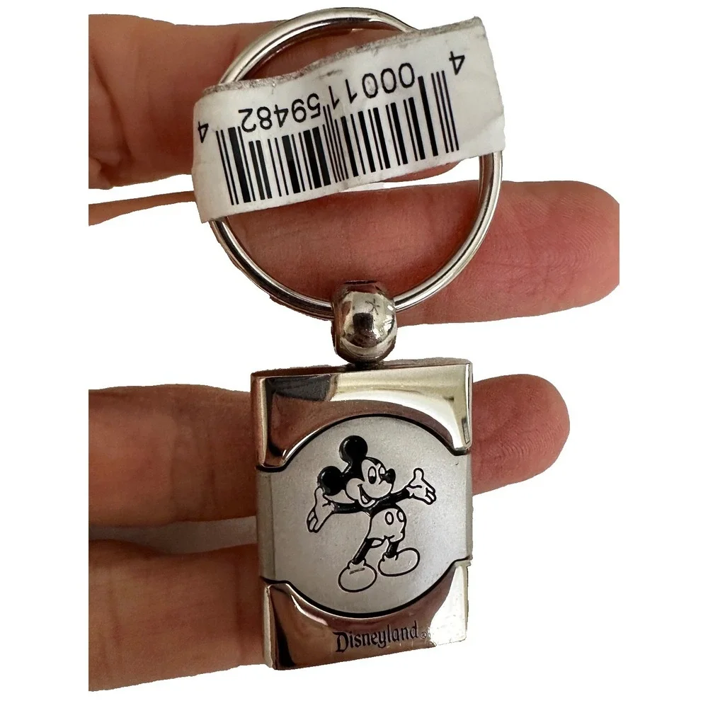 Disney Mickey Mouse keychain Silver Black Tags Metal